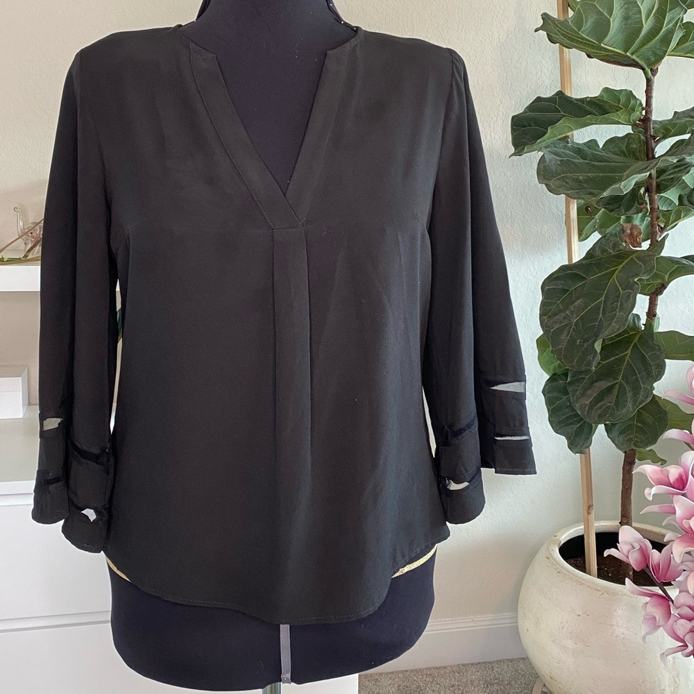 Black SHEIN Blouse, Flare Sleeve, Size M